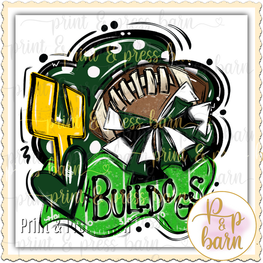 Bulldog Football Frame- Green and black