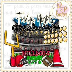 Friday Nights and Stadium Lights- Bulldog red and black