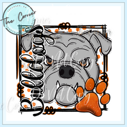 Bulldog Mascot Paw Dot- Orange