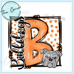 Bulldog B Mascot Dot- Orange