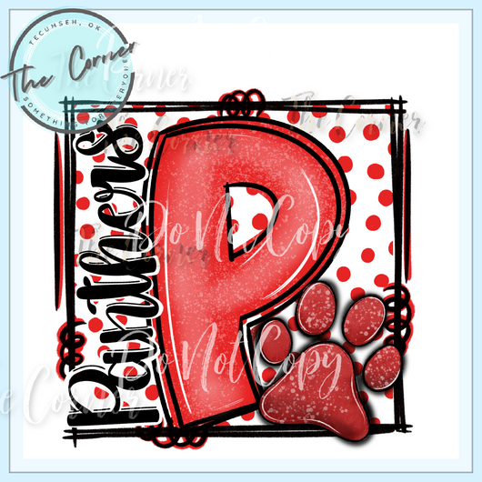 Panther P Paw Dot- Red