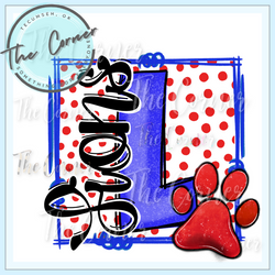 Lion L Paw Dot- Blue and Red