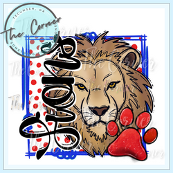 Lion Mascot Paw Dot- Red/ Blue