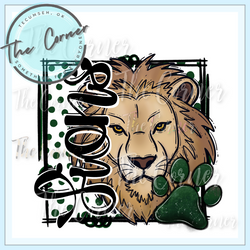 Lion Mascot Paw Dot- Hunter Green