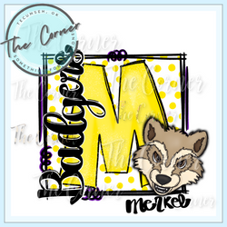 Badgers M Mascot Dot- Yellow/ Purple