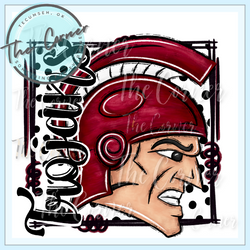 Trojan Mascot Dot- Maroon