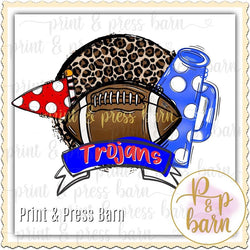 Trojans Leopard Football- Red and blue