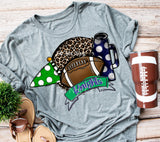 Knights leopard football- blue green