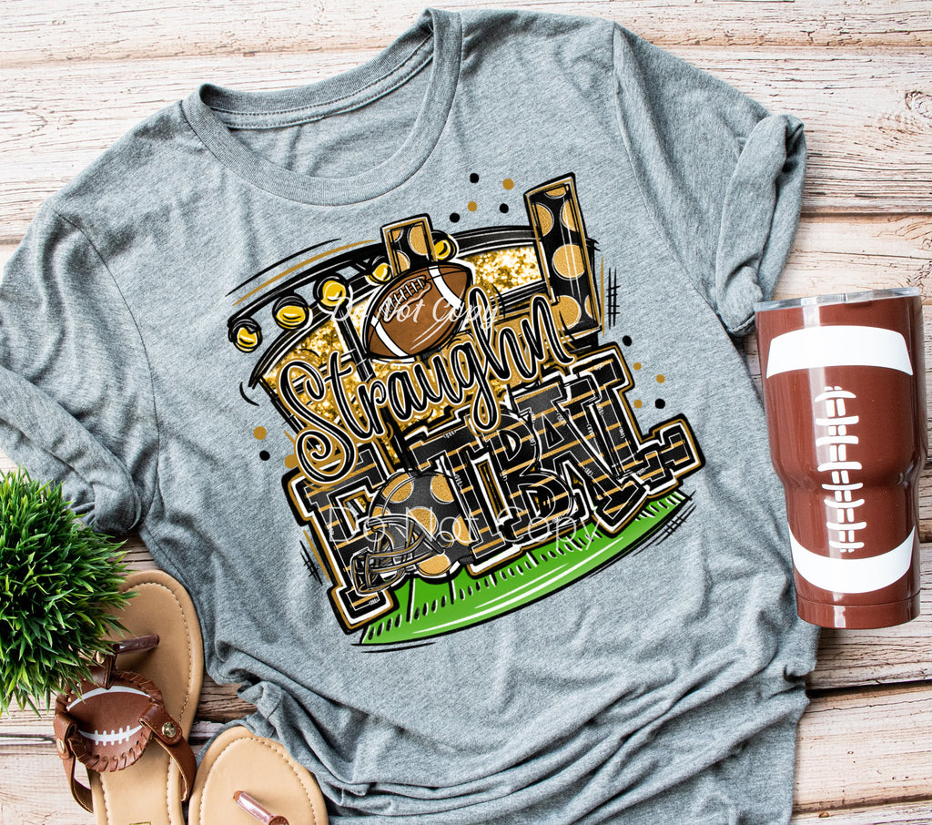 Straughn Football Collage gold and black Print & Press Barn