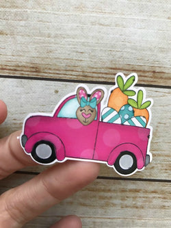 Girl bunny truck sticker