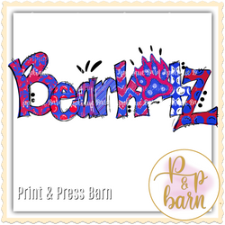 Bearkats Paw Word Art- Red Blue