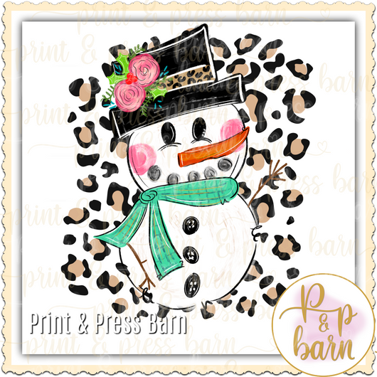 Snowman with Leopard background