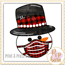 Snowman- Buffalo Plaid Mask