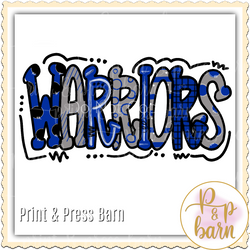 Warriors Doodle- blue and silver