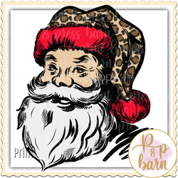 Santa Portrait- Red/ Leopard
