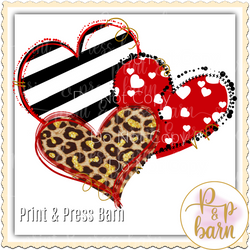 Leopard Stripe Heart Trio