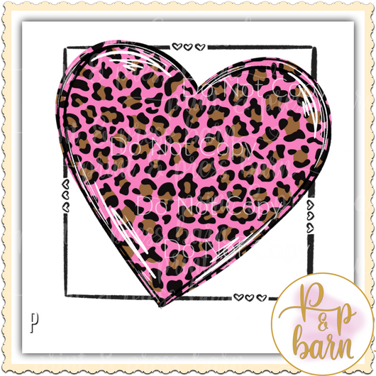 Leopard Heart Box- Pink