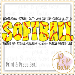 Softball word art with phrase