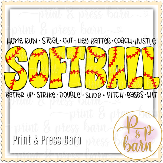 Softball word art with phrase