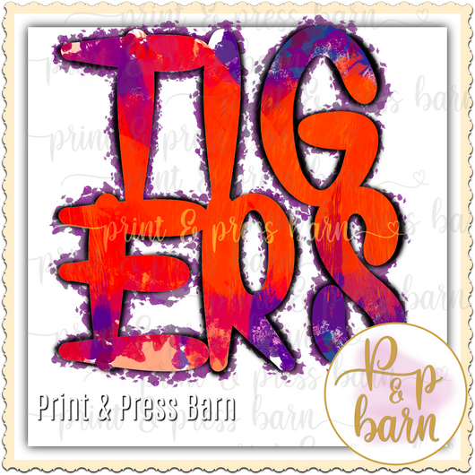 Tiger Grunge- Orange and Purple