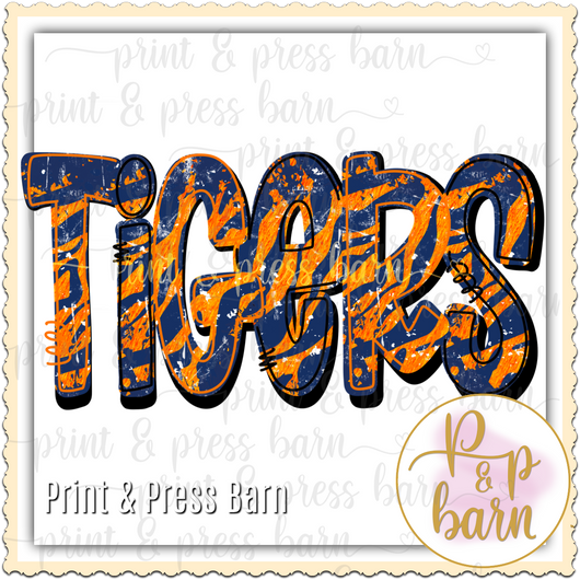 Tiger Stripe Doodle- Orange and Blue 101