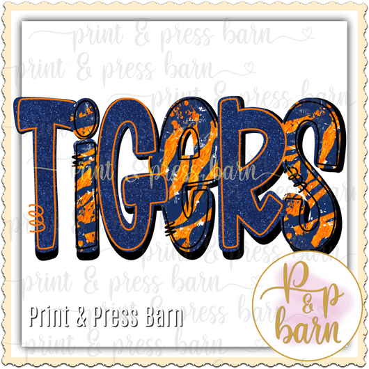 Tiger Stripe Doodle- Orange and Blue