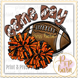 Football Game Day- Orange and Black