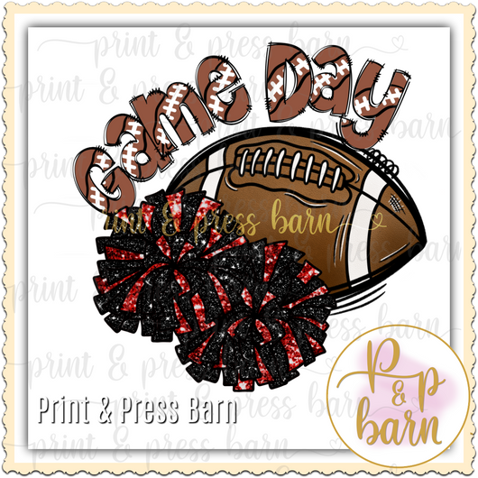 Football Game Day- Black and Red