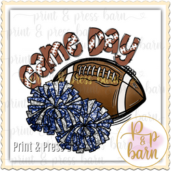 Football Game Day- Blue and silver