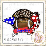 Warriors Football Leopard- red and blue