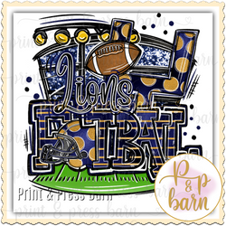 Lions Football Collage- Blue and gold