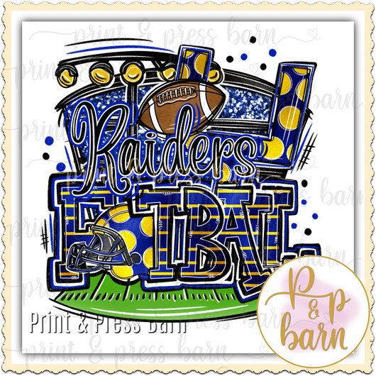 Raiders Football Collage- Blue and yellow