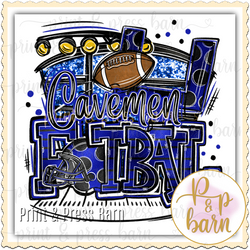 Caveman Football Collage- blue