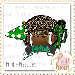 Wildcats Leopard  Football- Green