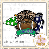 Knights leopard football- blue green