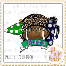 Knights leopard football- blue green