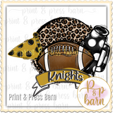 Knights leopard football- black and gold