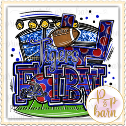 Tigers Football Collage- Blue and red