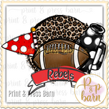 Rebel Leopard Football- red