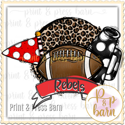 Rebel Leopard Football- red