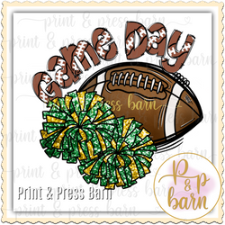 Game Day Pom- Green and Gold