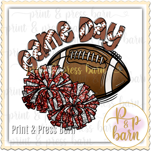 Football Game Day- Maroon and silver