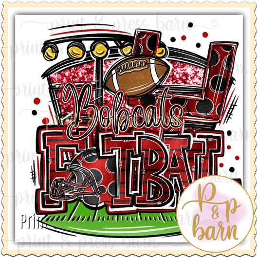 Bobcats Football Collage- Red and black