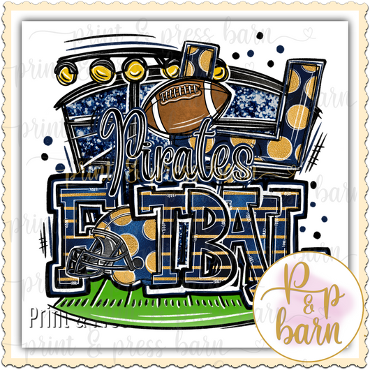 Pirate Football Collage- Blue and Gold