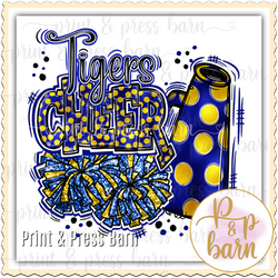 Tiger Cheer Collage- blue and yellow