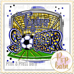 Tiger Soccer Collage- blue and yellow