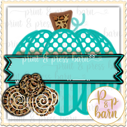 Teal Leopard Flower Pumpkin