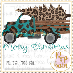 Christmas Tree Truck Leopard Mint