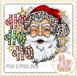 Ho Ho Ho Santa with plaid background