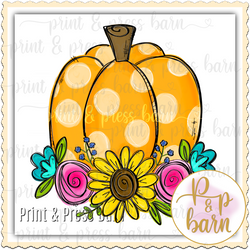 Polka Dot Pumpkin with FLowers